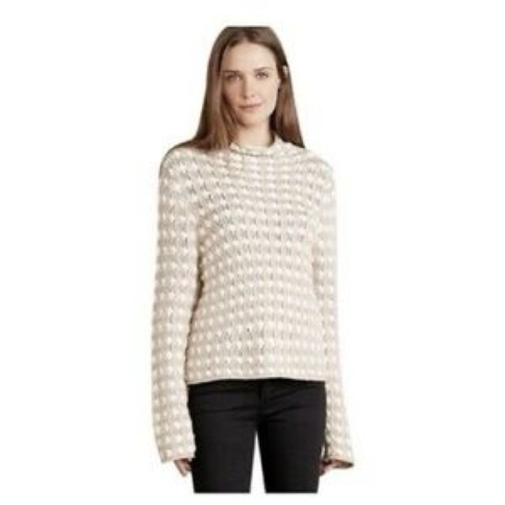 Anthropologie- Sleeping On Snow Chunky Open Weave Popcorn Turtleneck Sweater SM